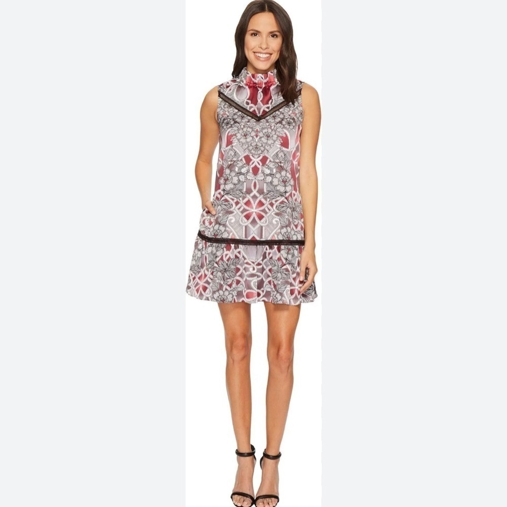 Laundry by Shelli Women's Printed Mock‎ Neck A-Line Cocktail Party Dress Size 4